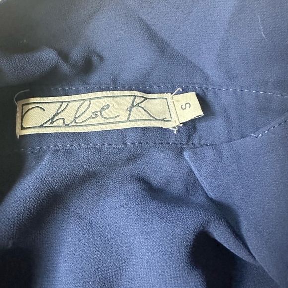 Chloe K bling vintage y2k blue and white collared flowy summer spring ta… - Picture 4 of 4